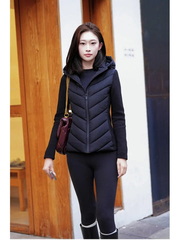 Long sleeve Puffer Standing Collar Hooded Jacket Sport - American Thistle Long sleeve Puffer Standing Collar Hooded Jacket Sport