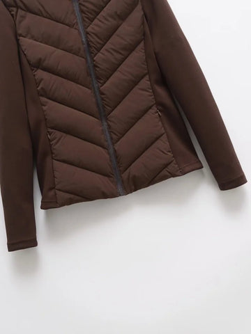 Long sleeve Puffer Standing Collar Hooded Jacket Sport - American Thistle Long sleeve Puffer Standing Collar Hooded Jacket Sport