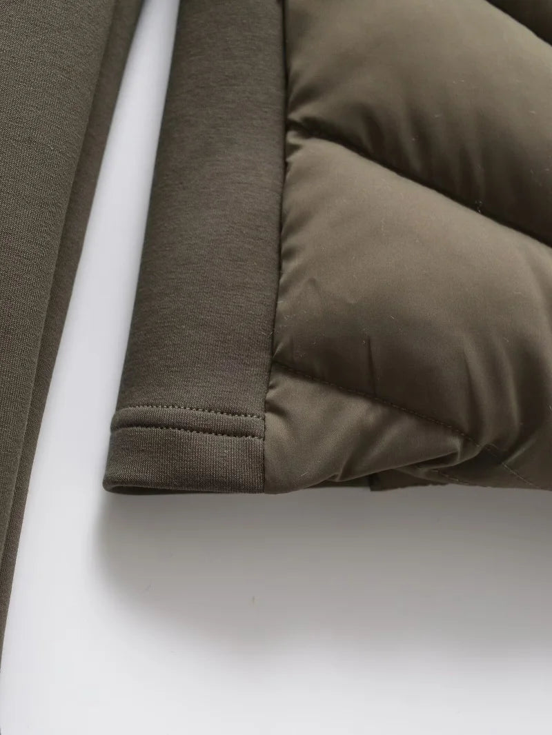 Long sleeve Puffer Standing Collar Hooded Jacket Sport - American Thistle Long sleeve Puffer Standing Collar Hooded Jacket Sport