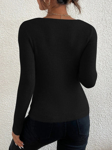 Long - Sleeve Winter Rib Knit Solid Top - American Thistle Long - Sleeve Winter Rib Knit Solid Top