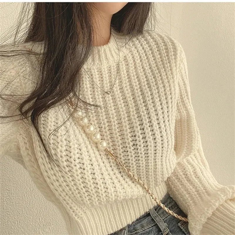 Loose Long Sleeve Women Sweater Knitwear Soft Warm Tops - American Thistle Loose Long Sleeve Women Sweater Knitwear Soft Warm Tops