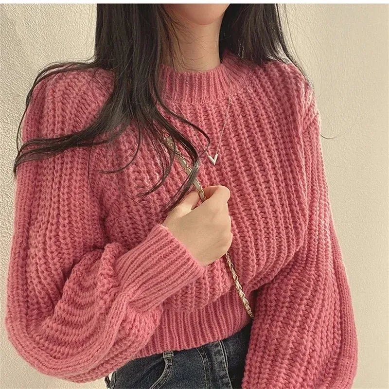 Loose Long Sleeve Women Sweater Knitwear Soft Warm Tops - American Thistle Loose Long Sleeve Women Sweater Knitwear Soft Warm Tops
