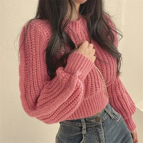 Loose Long Sleeve Women Sweater Knitwear Soft Warm Tops - American Thistle Loose Long Sleeve Women Sweater Knitwear Soft Warm Tops