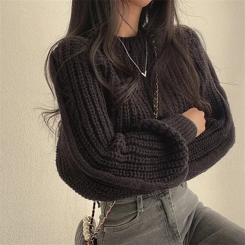 Loose Long Sleeve Women Sweater Knitwear Soft Warm Tops - American Thistle Loose Long Sleeve Women Sweater Knitwear Soft Warm Tops