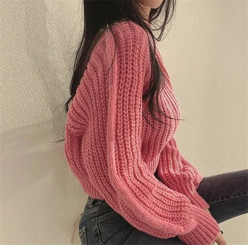 Loose Long Sleeve Women Sweater Knitwear Soft Warm Tops - American Thistle Loose Long Sleeve Women Sweater Knitwear Soft Warm Tops