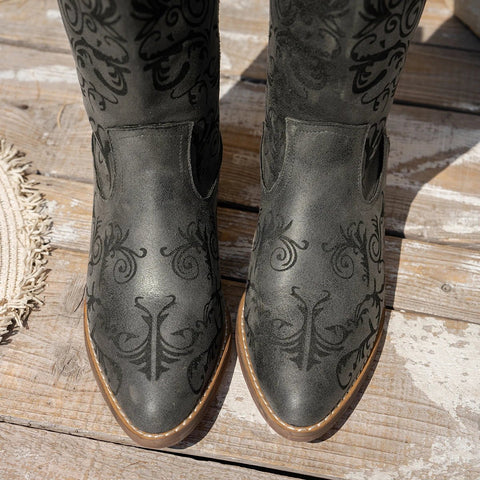 Mid - calf Embroider Modern Boots Mid Heel Square Heel 2025 Fashion Shoes Female Slip - on Pointed Toe Ethnic Women's Boots - American ThistleMid - calf Embroider Modern Boots Mid Heel Square Heel 2025 Fashion Shoes Female Slip - on Pointed Toe Ethnic Women's Boots