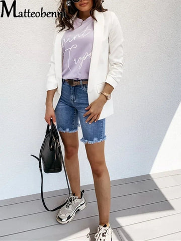 Middle Waist Fashion Casual Denim Shorts Women Streetwear Ripped Short Jeans - American Thistle Middle Waist Fashion Casual Denim Shorts Women Streetwear Ripped Short Jeans