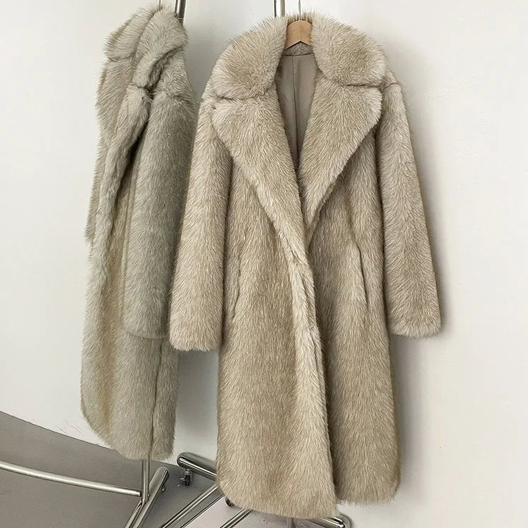 Mueyeruho 2025 Winter Women Faux Fur Jacket Coat Solid Khaki Long Sleeve Thick Warm Overcoat Outwear Fluffy Coat For Women - American Thistle Mueyeruho 2025 Winter Women Faux Fur Jacket Coat Solid Khaki Long Sleeve Thick Warm Overcoat Outwear Fluffy Coat For Women