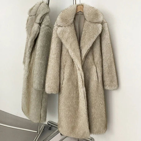 Mueyeruho 2025 Winter Women Faux Fur Jacket Coat Solid Khaki Long Sleeve Thick Warm Overcoat Outwear Fluffy Coat For Women - American Thistle Mueyeruho 2025 Winter Women Faux Fur Jacket Coat Solid Khaki Long Sleeve Thick Warm Overcoat Outwear Fluffy Coat For Women