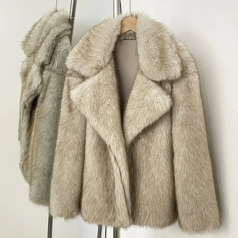 Mueyeruho 2025 Winter Women Faux Fur Jacket Coat Solid Khaki Long Sleeve Thick Warm Overcoat Outwear Fluffy Coat For Women - American Thistle Mueyeruho 2025 Winter Women Faux Fur Jacket Coat Solid Khaki Long Sleeve Thick Warm Overcoat Outwear Fluffy Coat For Women