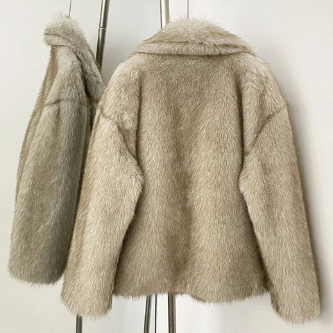 Mueyeruho 2025 Winter Women Faux Fur Jacket Coat Solid Khaki Long Sleeve Thick Warm Overcoat Outwear Fluffy Coat For Women - American Thistle Mueyeruho 2025 Winter Women Faux Fur Jacket Coat Solid Khaki Long Sleeve Thick Warm Overcoat Outwear Fluffy Coat For Women