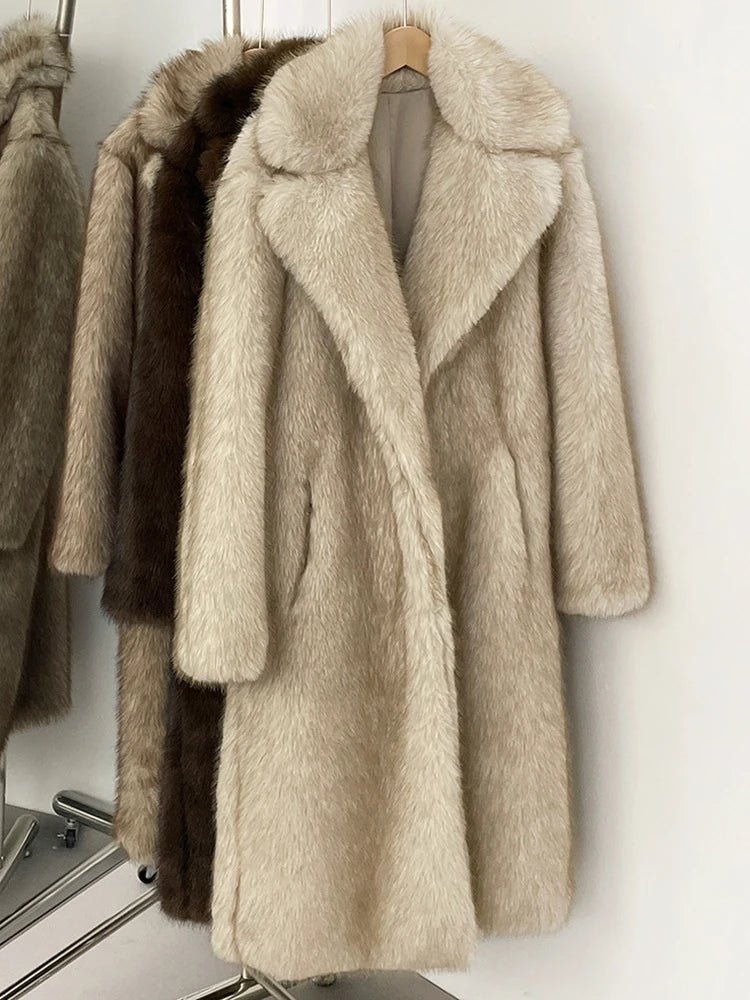 Mueyeruho 2025 Winter Women Faux Fur Jacket Coat Solid Khaki Long Sleeve Thick Warm Overcoat Outwear Fluffy Coat For Women - American Thistle Mueyeruho 2025 Winter Women Faux Fur Jacket Coat Solid Khaki Long Sleeve Thick Warm Overcoat Outwear Fluffy Coat For Women