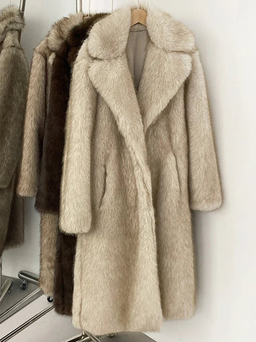Mueyeruho 2025 Winter Women Faux Fur Jacket Coat Solid Khaki Long Sleeve Thick Warm Overcoat Outwear Fluffy Coat For Women - American Thistle Mueyeruho 2025 Winter Women Faux Fur Jacket Coat Solid Khaki Long Sleeve Thick Warm Overcoat Outwear Fluffy Coat For Women