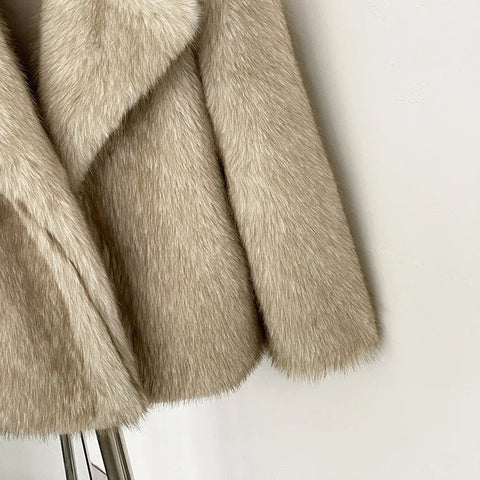 Mueyeruho 2025 Winter Women Faux Fur Jacket Coat Solid Khaki Long Sleeve Thick Warm Overcoat Outwear Fluffy Coat For Women - American Thistle Mueyeruho 2025 Winter Women Faux Fur Jacket Coat Solid Khaki Long Sleeve Thick Warm Overcoat Outwear Fluffy Coat For Women