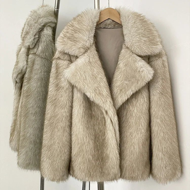 Mueyeruho 2025 Winter Women Faux Fur Jacket Coat Solid Khaki Long Sleeve Thick Warm Overcoat Outwear Fluffy Coat For Women - American Thistle Mueyeruho 2025 Winter Women Faux Fur Jacket Coat Solid Khaki Long Sleeve Thick Warm Overcoat Outwear Fluffy Coat For Women