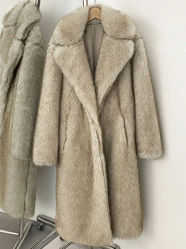 Mueyeruho 2025 Winter Women Faux Fur Jacket Coat Solid Khaki Long Sleeve Thick Warm Overcoat Outwear Fluffy Coat For Women - American Thistle Mueyeruho 2025 Winter Women Faux Fur Jacket Coat Solid Khaki Long Sleeve Thick Warm Overcoat Outwear Fluffy Coat For Women