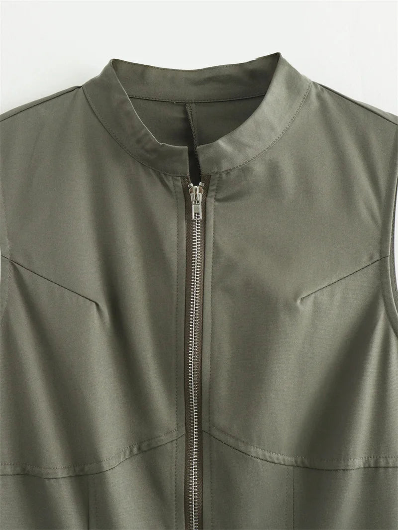 MUJER Zipper Long Dress Woman Pleated Sleeveless Bodycon Dress Summer Elegant Party Dresse - American Thistle MUJER Zipper Long Dress Woman Pleated Sleeveless Bodycon Dress Summer Elegant Party Dresse