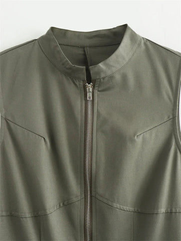 MUJER Zipper Long Dress Woman Pleated Sleeveless Bodycon Dress Summer Elegant Party Dresse - American Thistle MUJER Zipper Long Dress Woman Pleated Sleeveless Bodycon Dress Summer Elegant Party Dresse