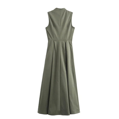 MUJER Zipper Long Dress Woman Pleated Sleeveless Bodycon Dress Summer Elegant Party Dresse - American Thistle MUJER Zipper Long Dress Woman Pleated Sleeveless Bodycon Dress Summer Elegant Party Dresse