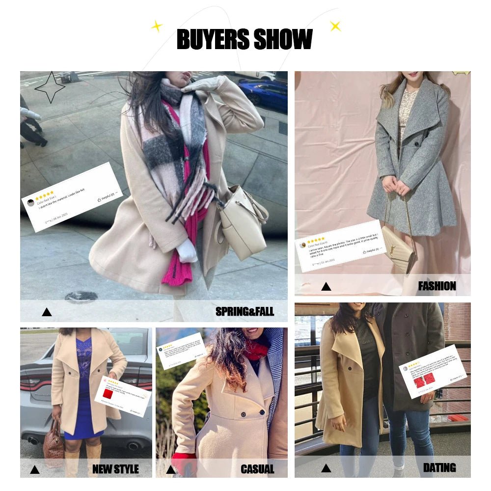 Muse Women's Coats Winter Solid Color Long Sleeve Lapel Button - Up Work Coats Red - American Thistle Muse Women's Coats Winter Solid Color Long Sleeve Lapel Button - Up Work Coats Red