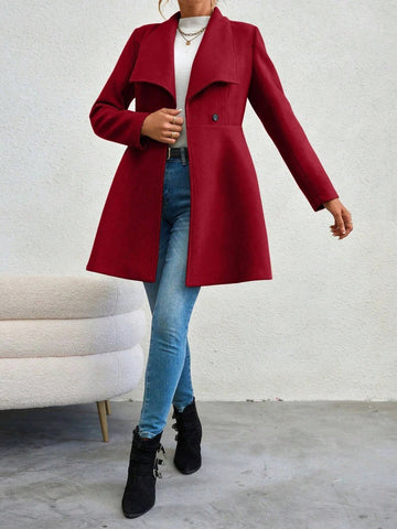 Muse Women's Coats Winter Solid Color Long Sleeve Lapel Button - Up Work Coats Red - American Thistle Muse Women's Coats Winter Solid Color Long Sleeve Lapel Button - Up Work Coats Red