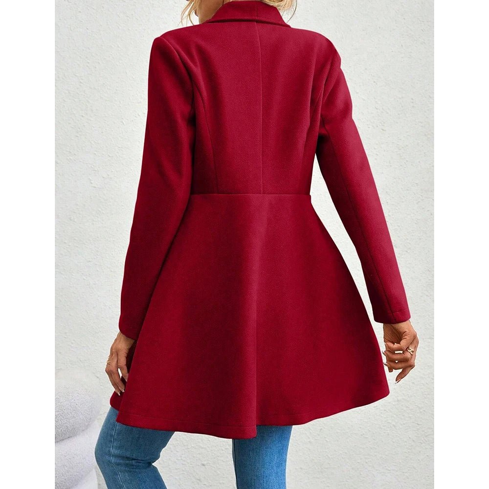 Muse Women's Coats Winter Solid Color Long Sleeve Lapel Button - Up Work Coats Red - American Thistle Muse Women's Coats Winter Solid Color Long Sleeve Lapel Button - Up Work Coats Red