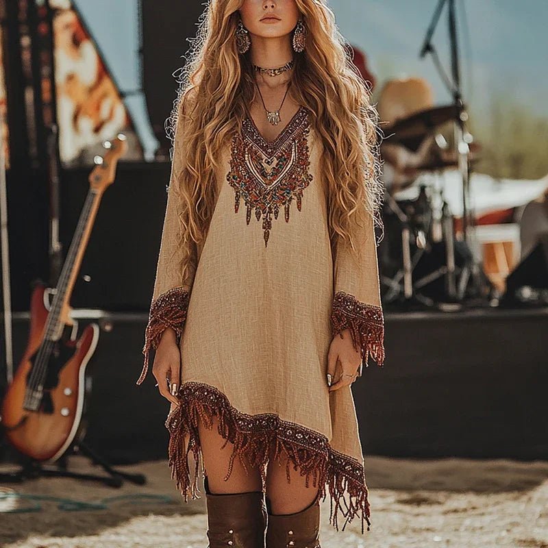 Music Festival Boho Rock Party Long - Sleeve Dresses Women with Tassel - American Thistle Music Festival Boho Rock Party Long - Sleeve Dresses Women with Tassel