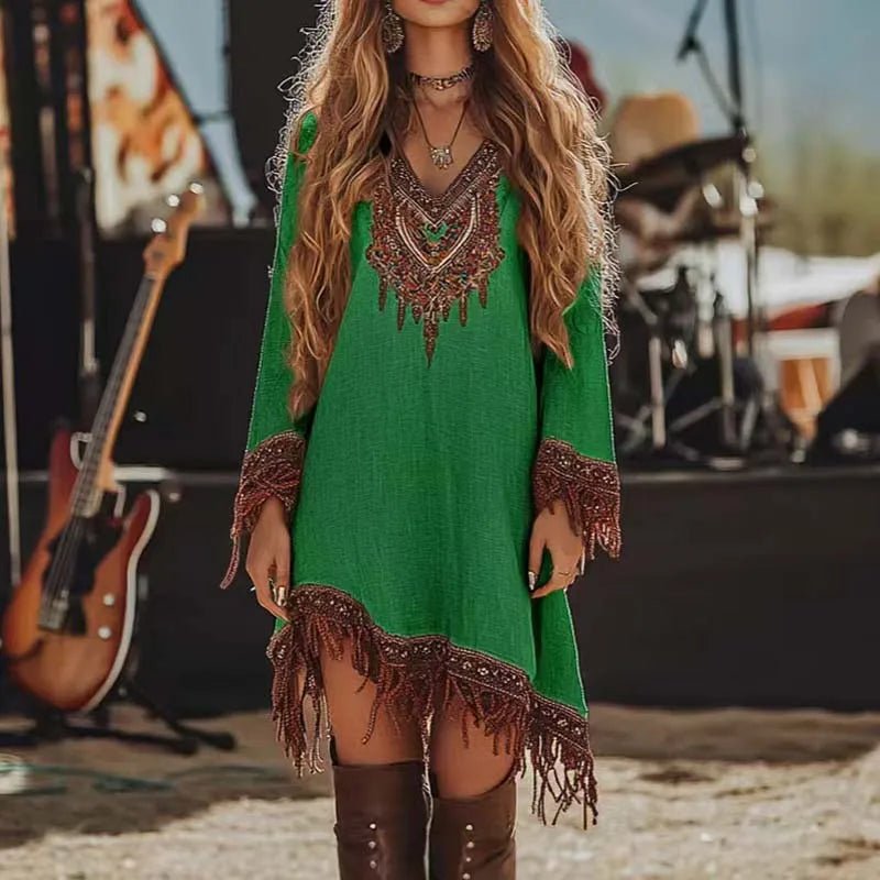 Music Festival Boho Rock Party Long - Sleeve Dresses Women with Tassel - American Thistle Music Festival Boho Rock Party Long - Sleeve Dresses Women with Tassel