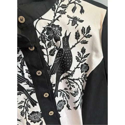 Music Love Guitar Rock Printed Western Cowgirl Dress Women Button - down Dress Short Sleeves 100% Cotton - American Thistle Music Love Guitar Rock Printed Western Cowgirl Dress Women Button - down Dress Short Sleeves 100% Cotton