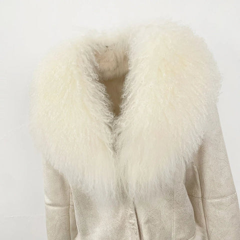 Natural Mongolia Real Sheep /Rabbit Faux Fur Coat Female Autumn Winter Suede Jacket Women Fashion Short Warm - American Thistle Natural Mongolia Real Sheep /Rabbit Faux Fur Coat Female Autumn Winter Suede Jacket Women Fashion Short Warm