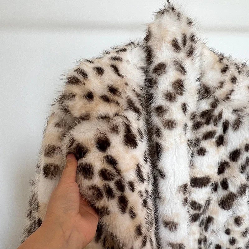 Neo Mint Luxury Maxi Long White Leopard Belted Faux Fur Winter Coat Women Winter Overcoat - American Thistle Neo Mint Luxury Maxi Long White Leopard Belted Faux Fur Winter Coat Women Winter Overcoat