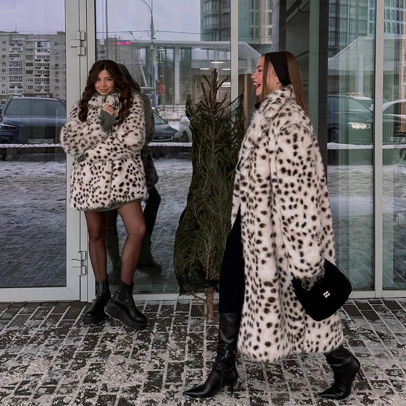 Neo Mint Luxury Maxi Long White Leopard Belted Faux Fur Winter Coat Women Winter Overcoat - American Thistle Neo Mint Luxury Maxi Long White Leopard Belted Faux Fur Winter Coat Women Winter Overcoat