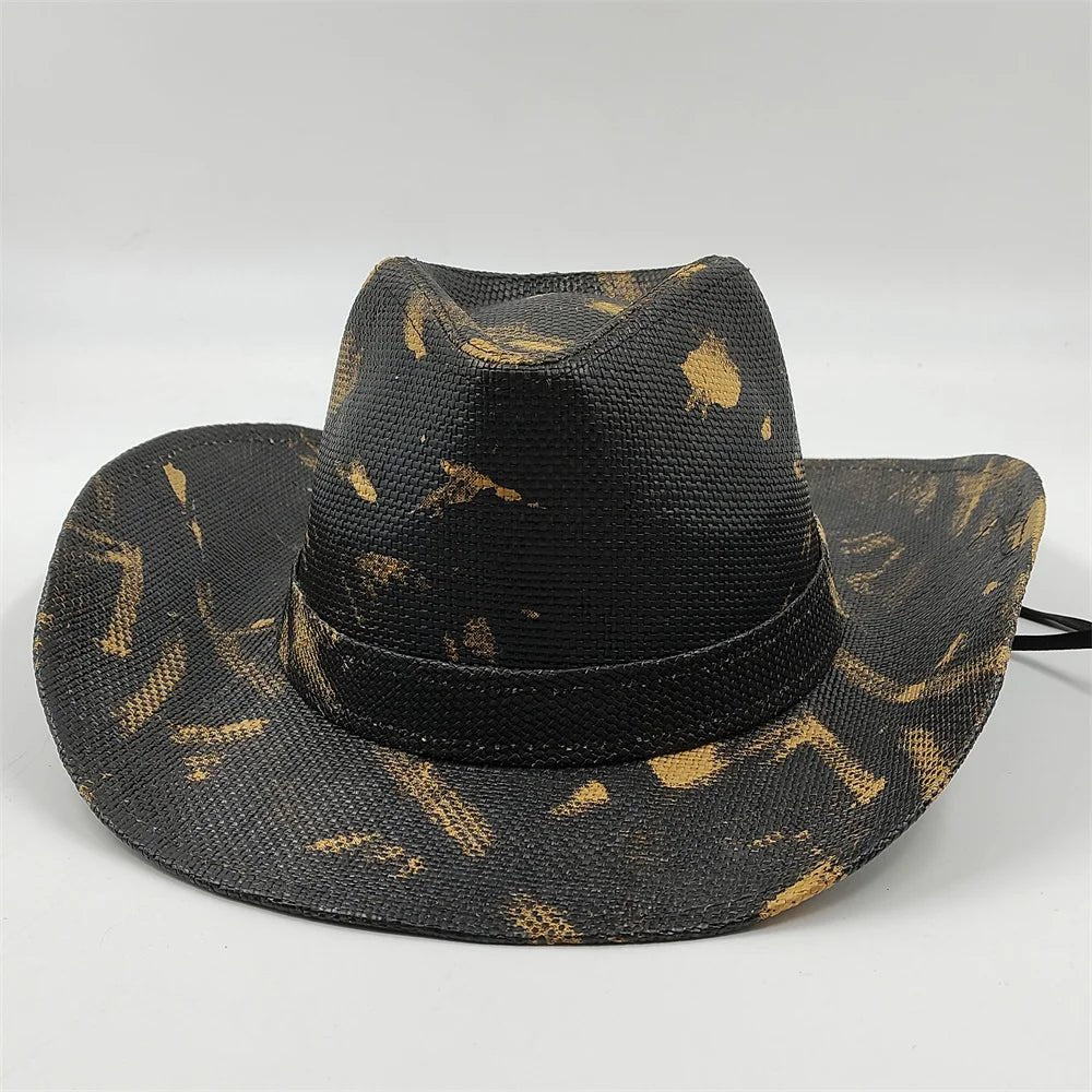 New Denim Hat Tie Dyed Straw Hat Star Jazz Straw Hat American Western Denim Hat Fashion - American ThistleNew Denim Hat Tie Dyed Straw Hat Star Jazz Straw Hat American Western Denim Hat Fashion