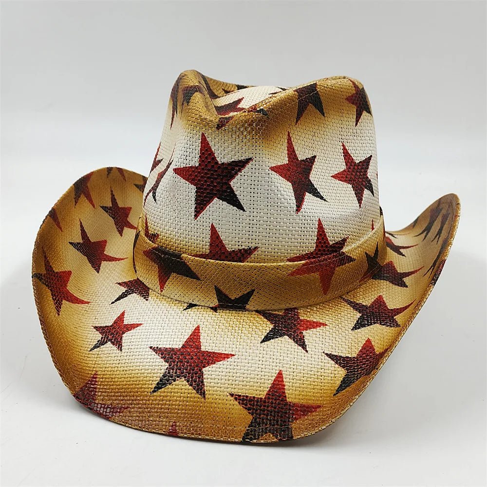 New Denim Hat Tie Dyed Straw Hat Star Jazz Straw Hat American Western Denim Hat Fashion - American ThistleNew Denim Hat Tie Dyed Straw Hat Star Jazz Straw Hat American Western Denim Hat Fashion