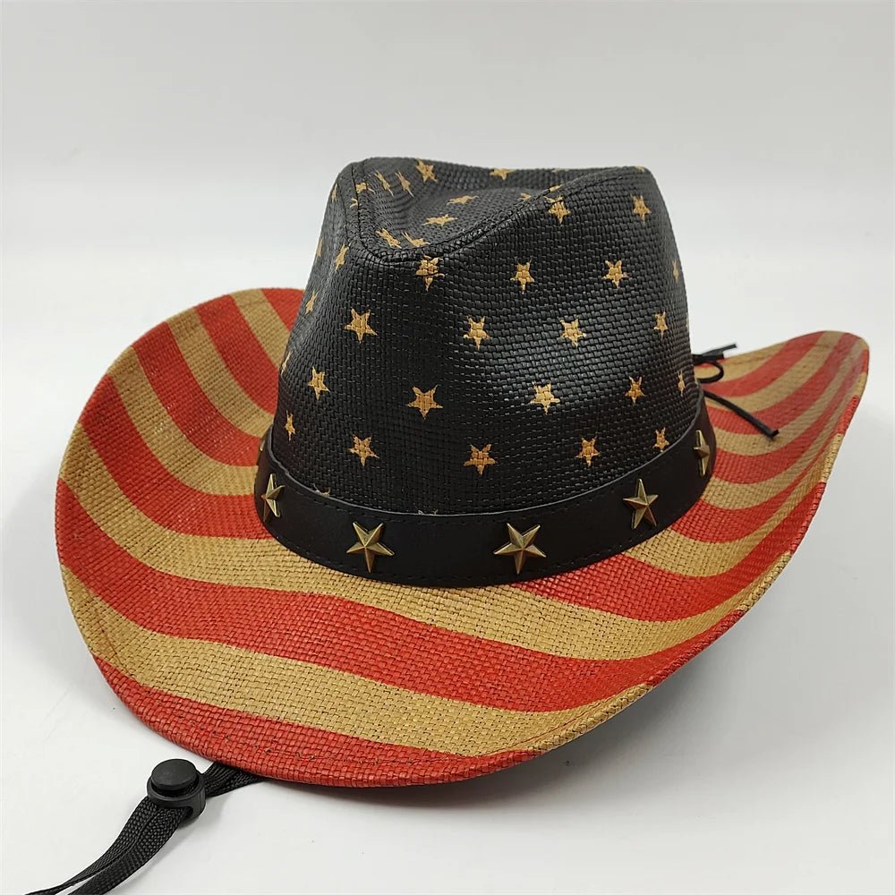 New Denim Hat Tie Dyed Straw Hat Star Jazz Straw Hat American Western Denim Hat Fashion - American ThistleNew Denim Hat Tie Dyed Straw Hat Star Jazz Straw Hat American Western Denim Hat Fashion