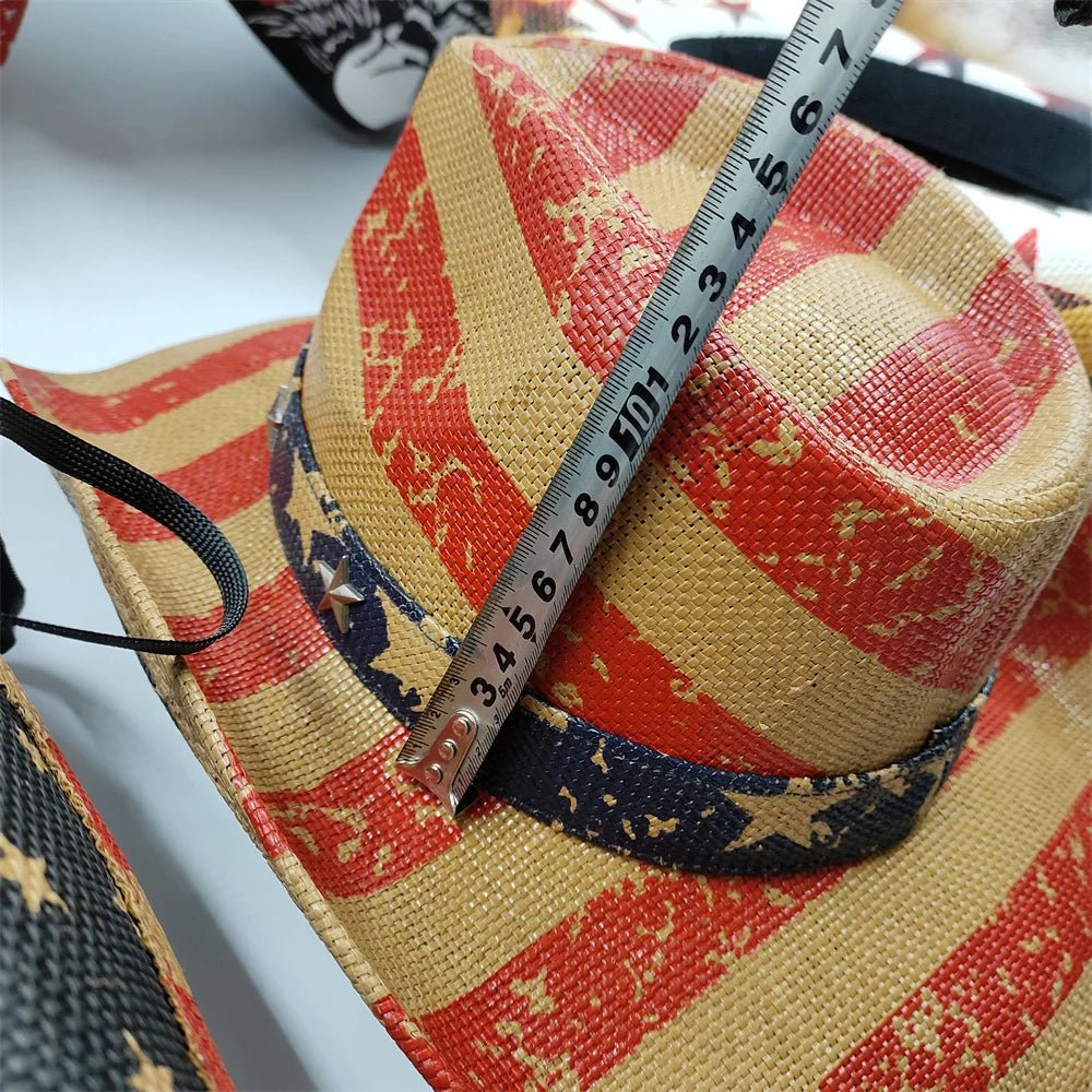 New Denim Hat Tie Dyed Straw Hat Star Jazz Straw Hat American Western Denim Hat Fashion - American ThistleNew Denim Hat Tie Dyed Straw Hat Star Jazz Straw Hat American Western Denim Hat Fashion