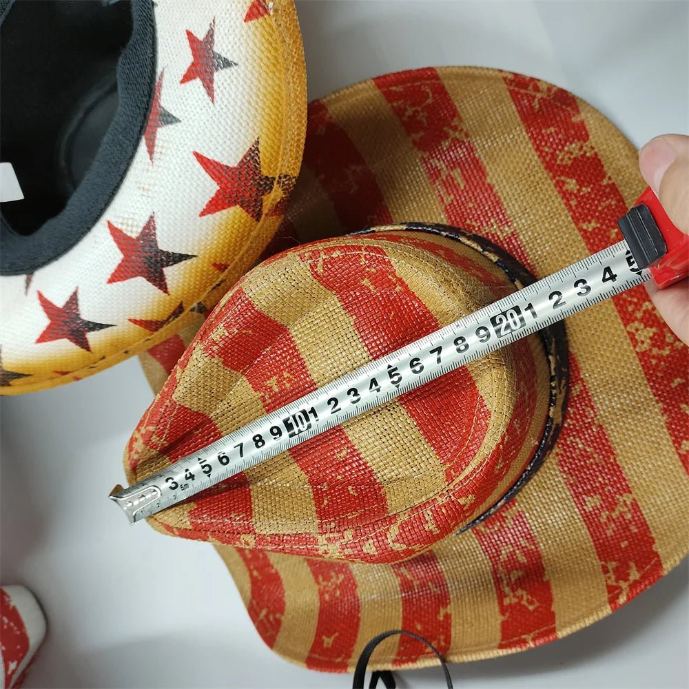 New Denim Hat Tie Dyed Straw Hat Star Jazz Straw Hat American Western Denim Hat Fashion - American ThistleNew Denim Hat Tie Dyed Straw Hat Star Jazz Straw Hat American Western Denim Hat Fashion
