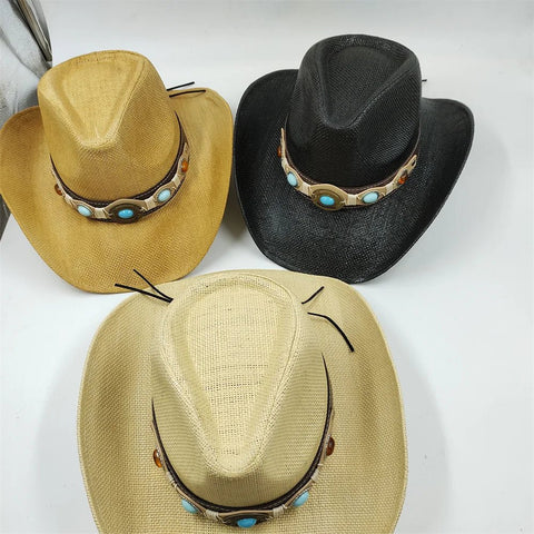 New Denim Hat Tie Dyed Straw Hat Star Jazz Straw Hat American Western Denim Hat Fashion - American ThistleNew Denim Hat Tie Dyed Straw Hat Star Jazz Straw Hat American Western Denim Hat Fashion