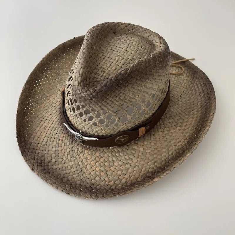 New Denim Hat Tie Dyed Straw Hat Star Jazz Straw Hat American Western Denim Hat Fashion - American ThistleNew Denim Hat Tie Dyed Straw Hat Star Jazz Straw Hat American Western Denim Hat Fashion