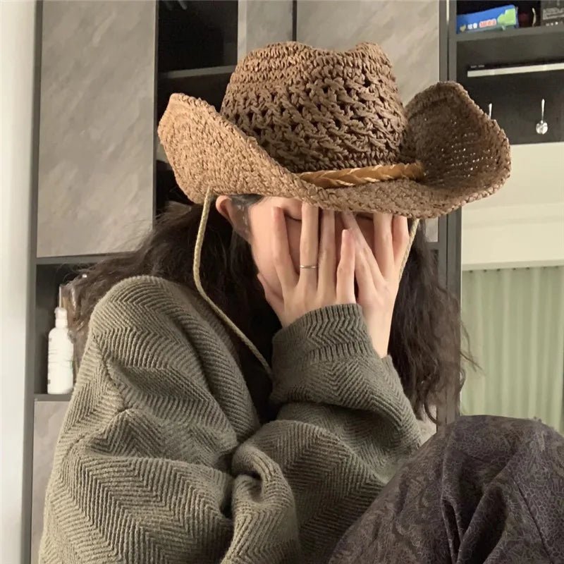 New Denim Hat Tie Dyed Straw Hat Star Jazz Straw Hat American Western Denim Hat Fashion - American ThistleNew Denim Hat Tie Dyed Straw Hat Star Jazz Straw Hat American Western Denim Hat Fashion