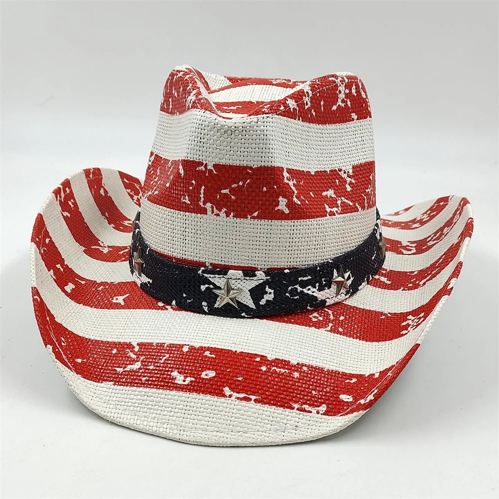 New Denim Hat Tie Dyed Straw Hat Star Jazz Straw Hat American Western Denim Hat Fashion - American ThistleNew Denim Hat Tie Dyed Straw Hat Star Jazz Straw Hat American Western Denim Hat Fashion
