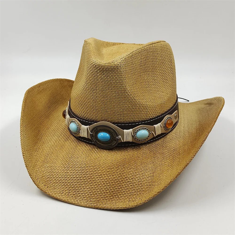 New Denim Hat Tie Dyed Straw Hat Star Jazz Straw Hat American Western Denim Hat Fashion - American ThistleNew Denim Hat Tie Dyed Straw Hat Star Jazz Straw Hat American Western Denim Hat Fashion