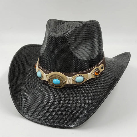 New Denim Hat Tie Dyed Straw Hat Star Jazz Straw Hat American Western Denim Hat Fashion - American ThistleNew Denim Hat Tie Dyed Straw Hat Star Jazz Straw Hat American Western Denim Hat Fashion