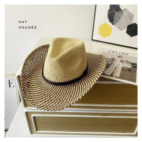 New Denim Hat Tie Dyed Straw Hat Star Jazz Straw Hat American Western Denim Hat Fashion - American ThistleNew Denim Hat Tie Dyed Straw Hat Star Jazz Straw Hat American Western Denim Hat Fashion