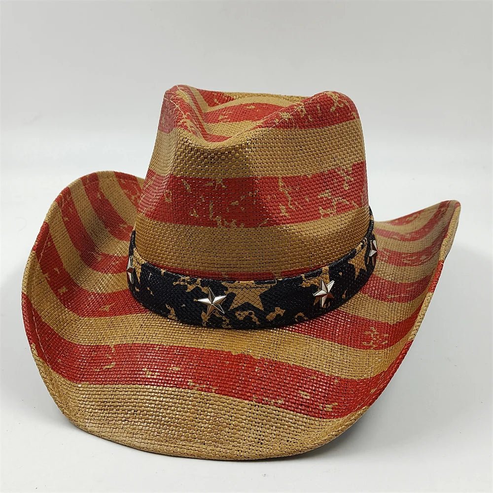 New Denim Hat Tie Dyed Straw Hat Star Jazz Straw Hat American Western Denim Hat Fashion - American ThistleNew Denim Hat Tie Dyed Straw Hat Star Jazz Straw Hat American Western Denim Hat Fashion