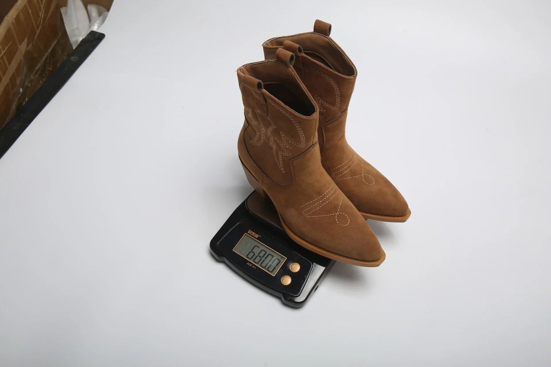 New Embroidered Pointed Toe Shoes Chunky Heel Knight Boots Retro Slip on Western Cowboy Short Boots - American ThistleNew Embroidered Pointed Toe Shoes Chunky Heel Knight Boots Retro Slip on Western Cowboy Short Boots