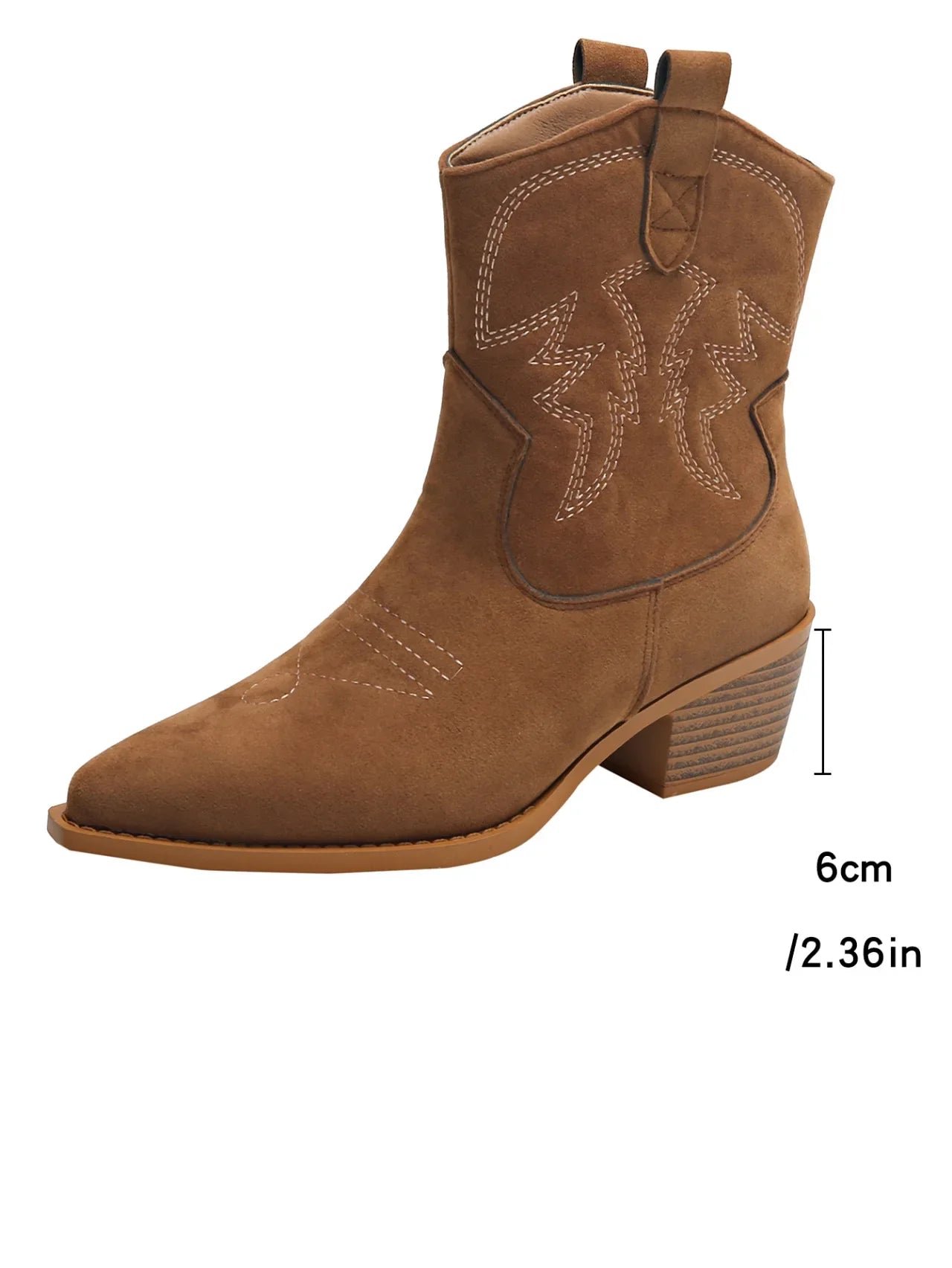 New Embroidered Pointed Toe Shoes Chunky Heel Knight Boots Retro Slip on Western Cowboy Short Boots - American ThistleNew Embroidered Pointed Toe Shoes Chunky Heel Knight Boots Retro Slip on Western Cowboy Short Boots