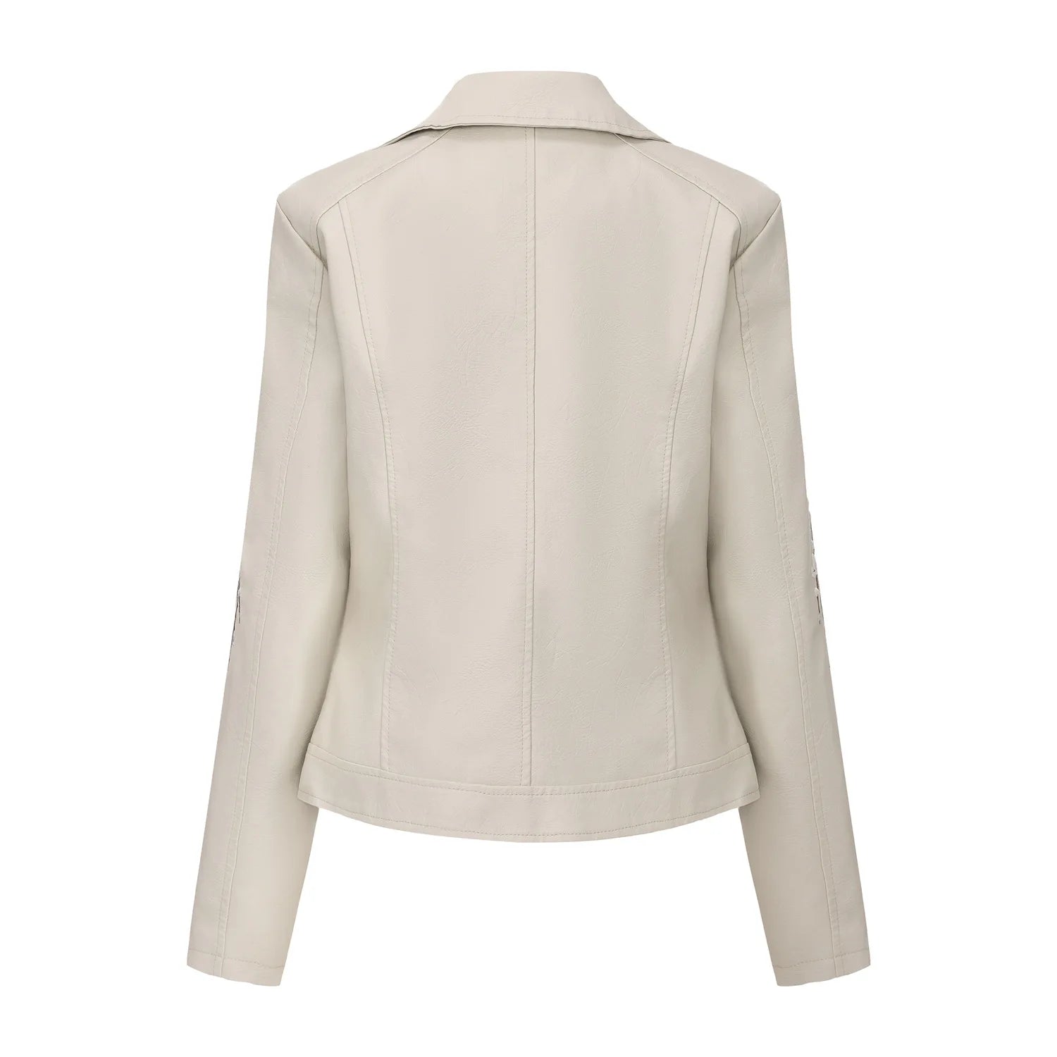 New Fall Women's Black Embroidered PU Jacket, Street - Style Brown Faux Leather Coat, Fashionable in Beige. - American ThistleNew Fall Women's Black Embroidered PU Jacket, Street - Style Brown Faux Leather Coat, Fashionable in Beige.