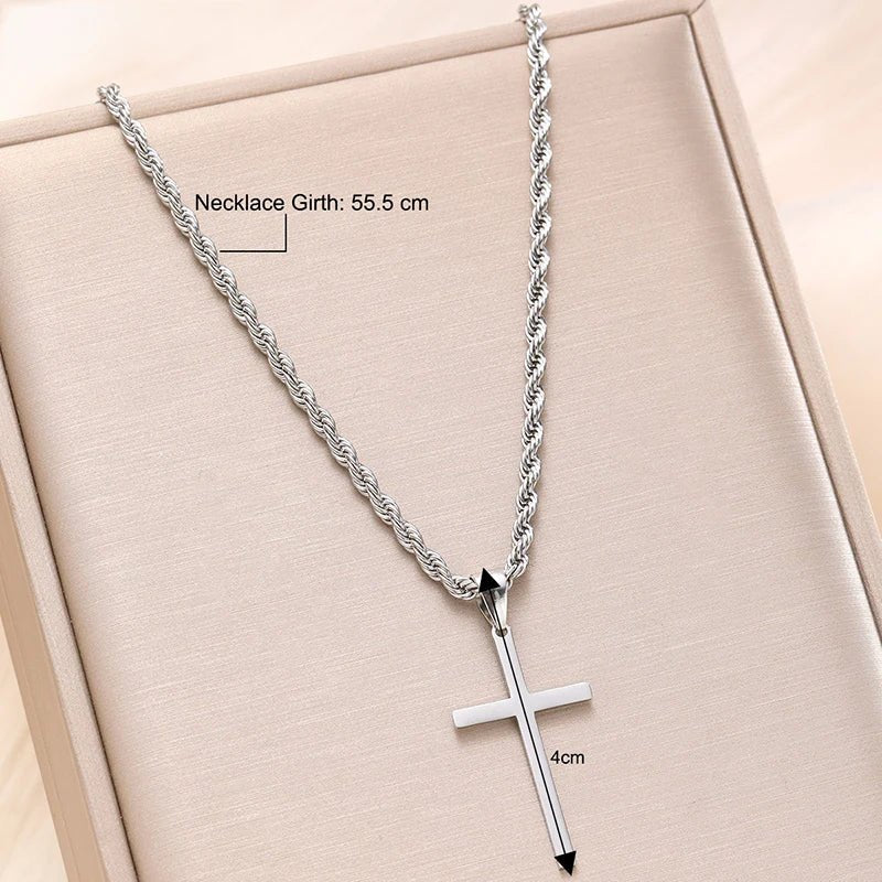 New Stainless Steel Cross Pendant Necklace for Woman - American ThistleNew Stainless Steel Cross Pendant Necklace for Woman