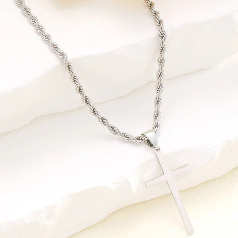 New Stainless Steel Cross Pendant Necklace for Woman - American ThistleNew Stainless Steel Cross Pendant Necklace for Woman